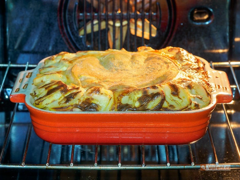 Baked potato dish in oven
