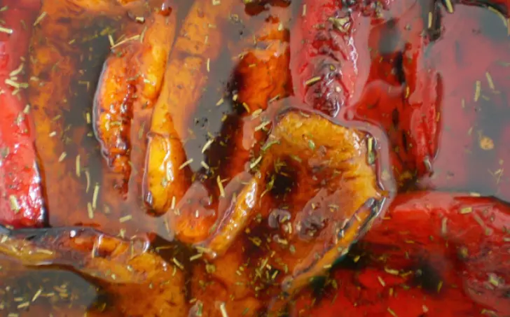 Roasted peppers in sauce