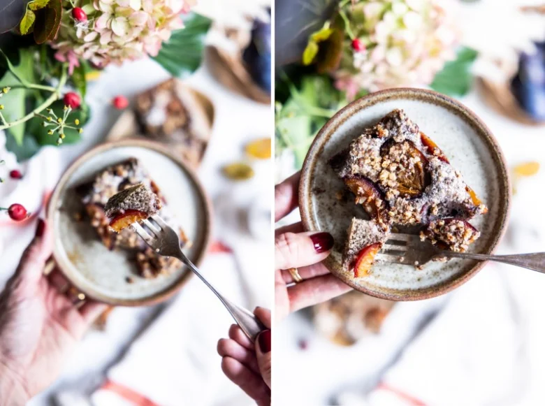 Plum cake with crumble topping
